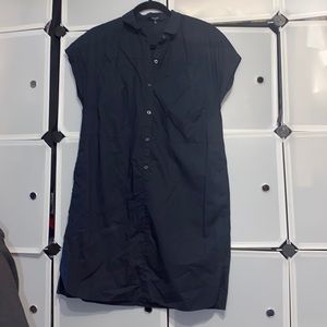 Madewell Petite Linen Blend Alexandra Button Front Mini Dress in Black